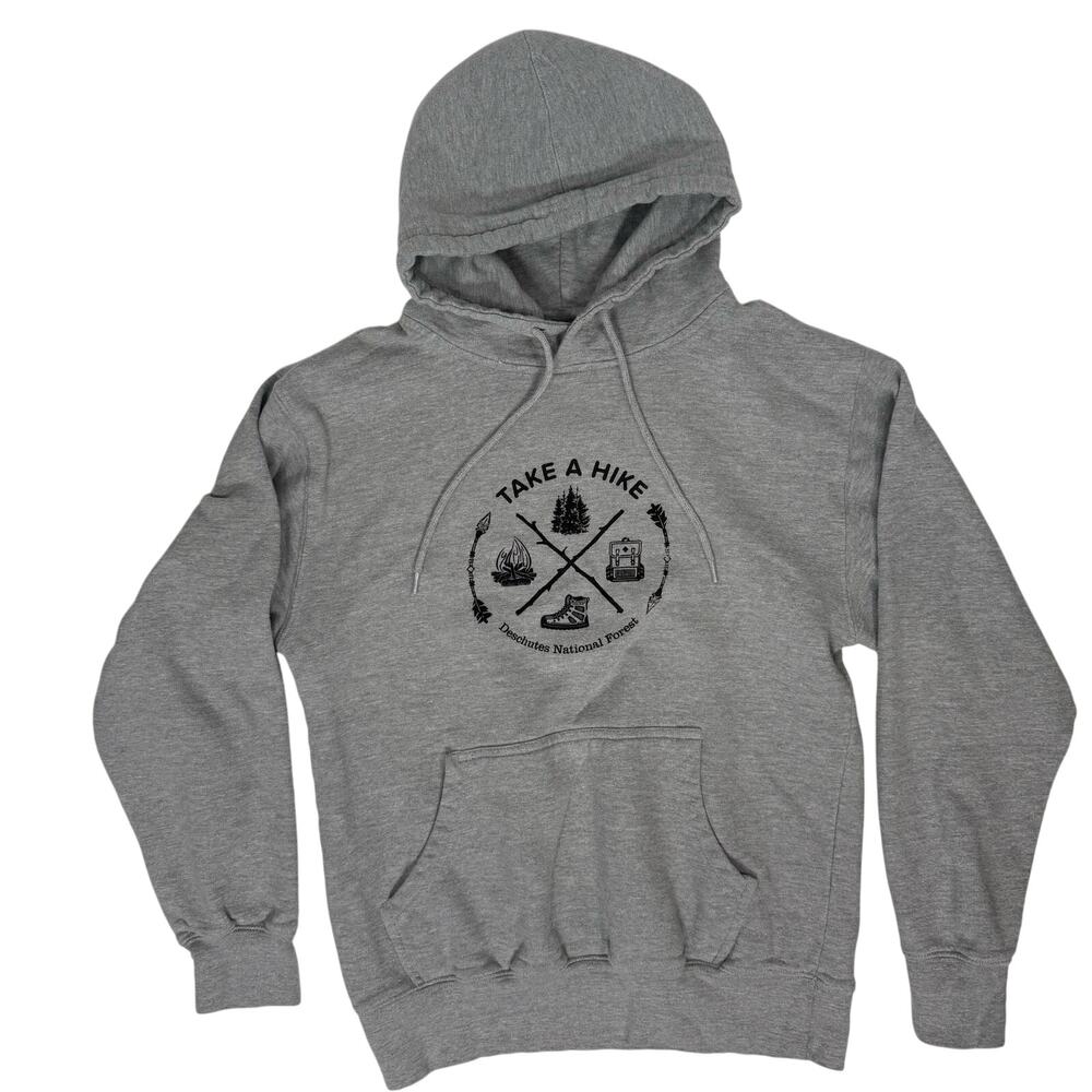 Deschutes National Forest Men's Small Gray Hoodie Sweatshirt “Take a Hike”